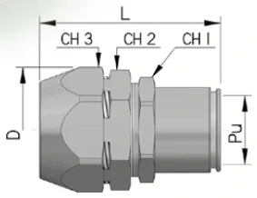 Metal fittings — Double locking fixed male T_6014