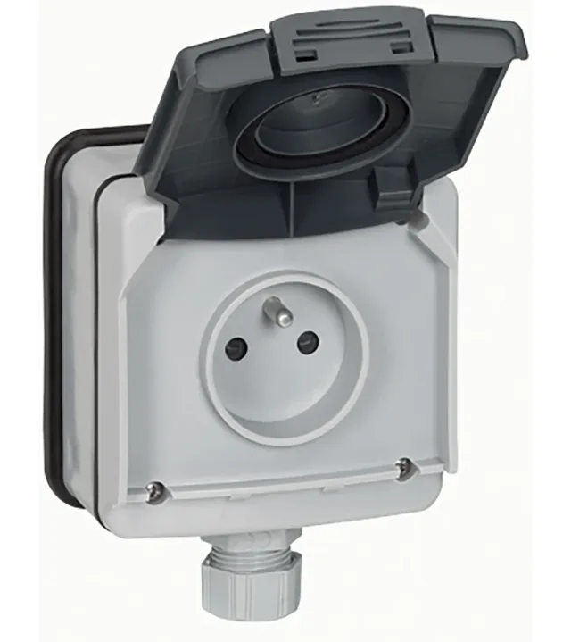 Legrand Plexo socket outlet — 16A, 250V, Grey — 090466