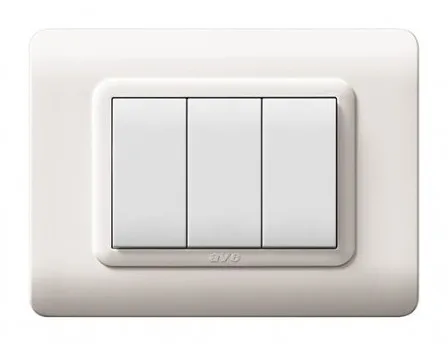 Plaque technopolymere 44 rectangulaire blanc 3 modules — SOMEF 44PY03B