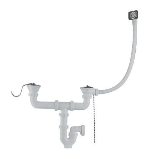 Waste tee double bowl with overflow Cross trap — EJIM JCU3033