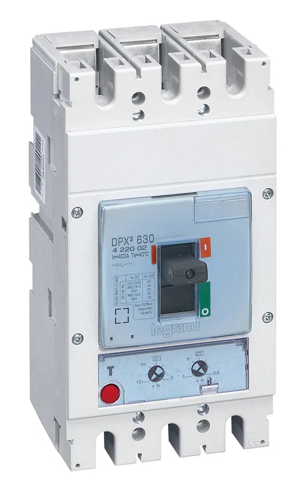 Disjoncteur magnétothermique DPX³630 pouvoir de coupure 36kA 400V~ – 3P – 400A — Legrand — 422002