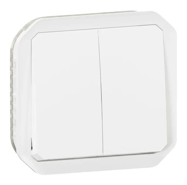 Commande double étanche pour réaliser 3 fonctions Plexo IP55 IK08 avec enjoliveur finition blanc — Legrand — 069625L