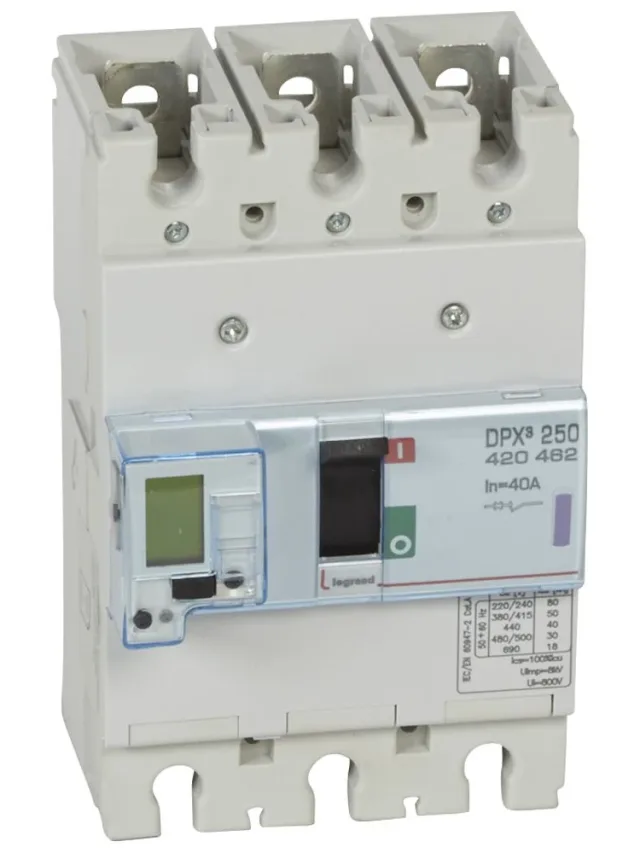 Legrand DPX³ 250 electronic moulded-case circuit breaker — 40A, 3 poles, 50kA Icu at 400V, IP30 — 420462