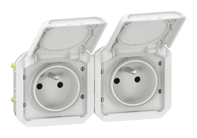 Legrand Plexo double socket outlet — 16A, 250V, White — 069642L