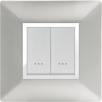 Plaque carrée 2 modules silver à enjoliveur chromé STIEL ALPHA Élégance