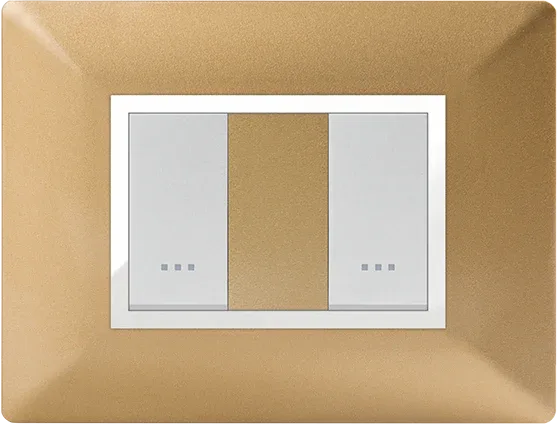 Plaque rectangulaire 2 modules doré à enjoliveur chromé STIEL ALPHA Élégance