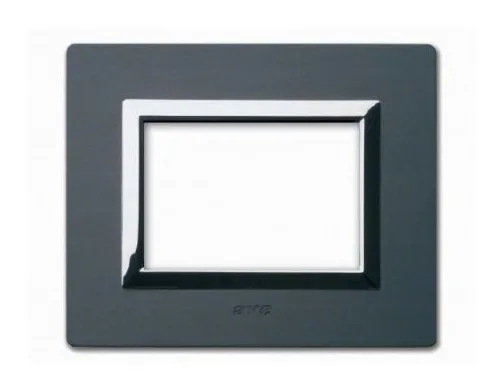 Plate VERA 44 rectangular aluminium anthracite brushed 3 modules — SOMEF 44PA3ANS