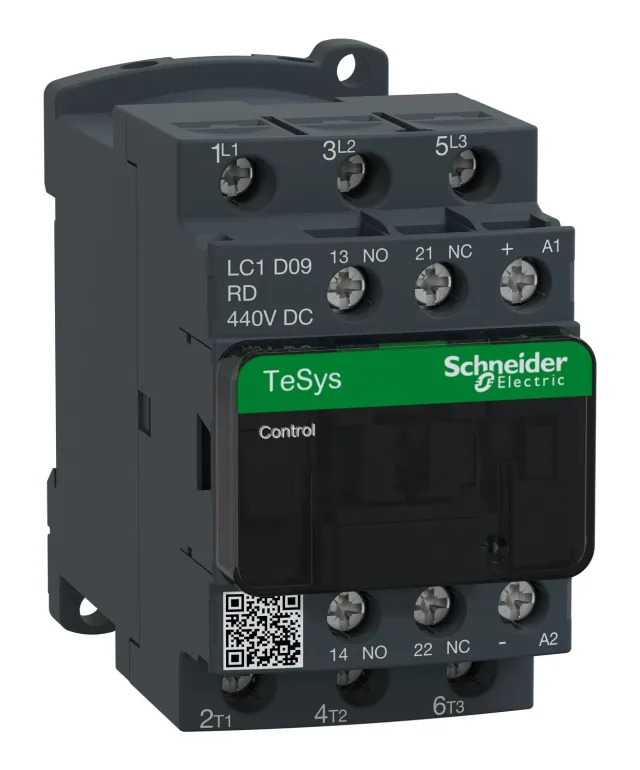 TeSys Deca LC1D09RD contactor — 3P, 9 A AC-3/AC-3e, 440 V DC control