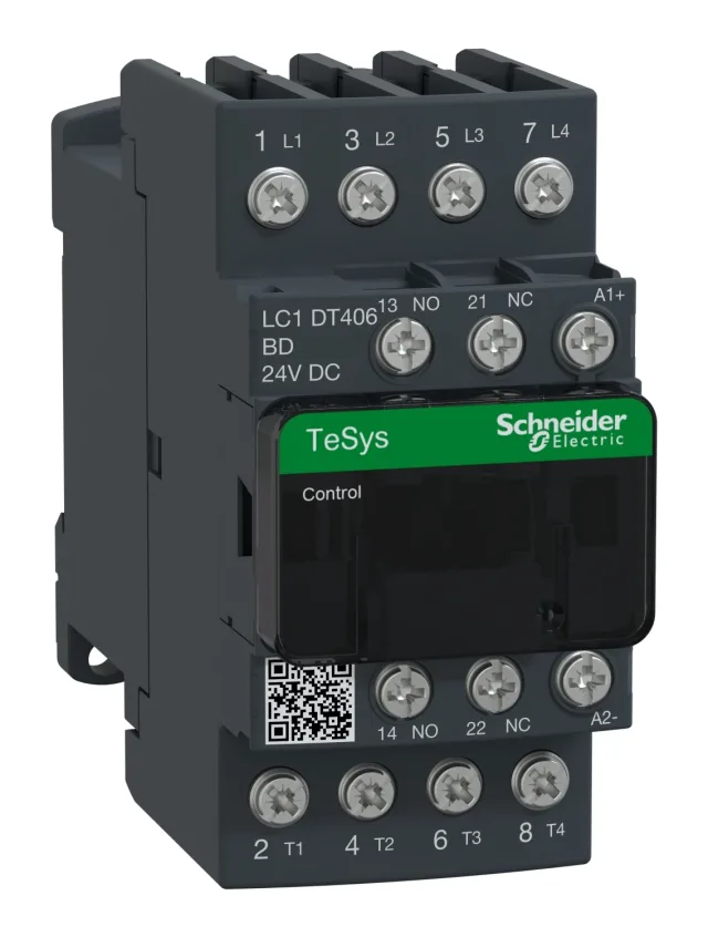 TeSys Deca LC1DT406BD contactor — 4P, 40 A AC-1, 24 V DC control