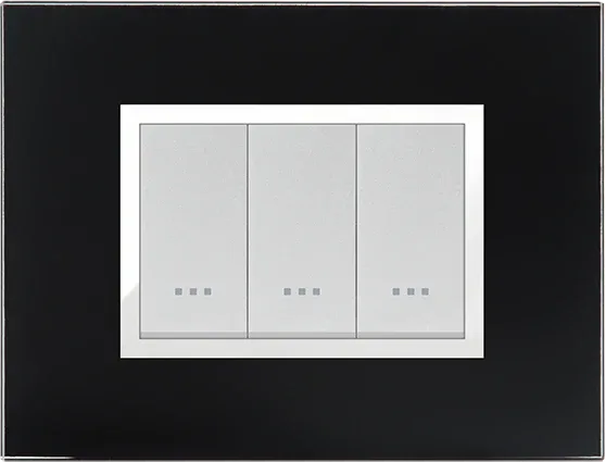 STIEL ALPHA Prestige 3-module rectangular black glass cover plate