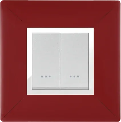 STIEL ALPHA Élégance 2-module square burgundy cover plate with chrome trim