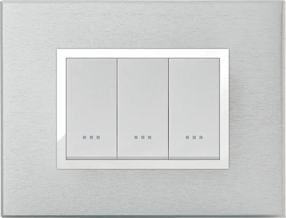 STIEL ALPHA Prestige 3-module rectangular brushed anodised aluminium cover plate