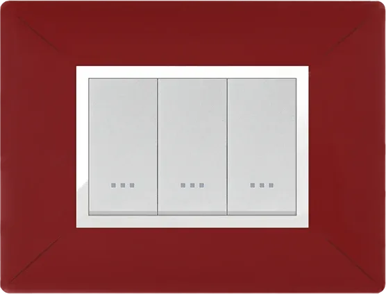 STIEL ALPHA Élégance 3-module rectangular burgundy cover plate with chrome trim