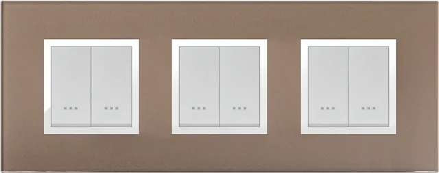 STIEL ALPHA Prestige 6-module square bronze glass cover plate
