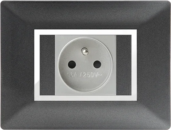 STIEL ALPHA Élégance for socket rectangular metallic black cover plate with chrome trim