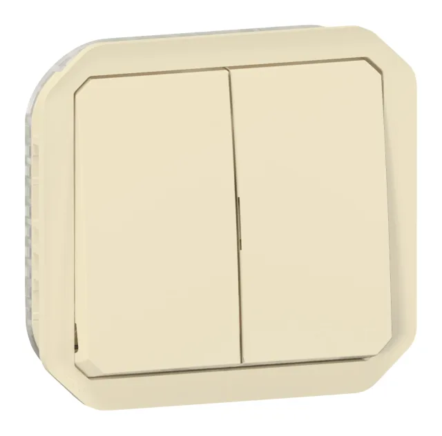 Commande double étanche pour réaliser 3 fonctions Plexo IP55 IK08 avec enjoliveur finition sable — Legrand — 069691L
