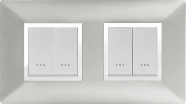 STIEL ALPHA Élégance 4-module square silver cover plate with chrome trim