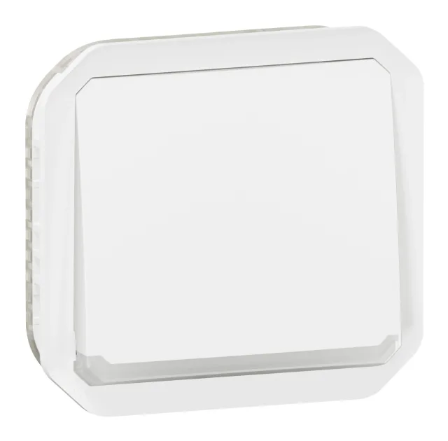 Poussoir NO lumineux avec voyant étanche Plexo 10A IP55 IK08 avec enjoliveur finition blanc — Legrand — 069632L