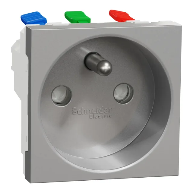 New Unica NU305930 pin-earth socket — aluminium