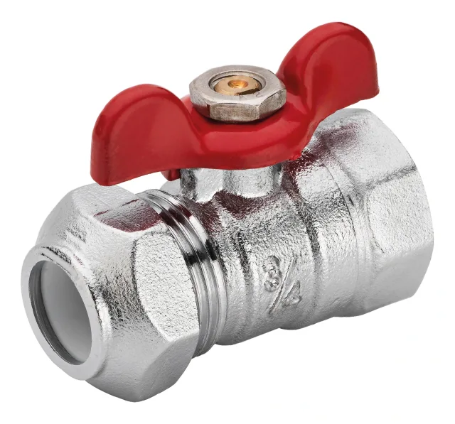 SOPAL — Male-female ball valve with butterfly handle + PTFE olive — 01C2A03