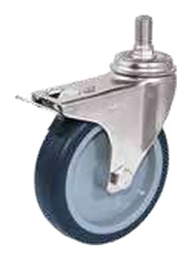 Swivel caster TPR with threaded stem and total lock — 801300