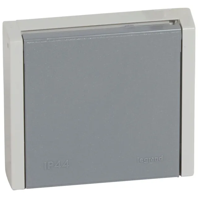 Prise de courant étanche 3P+T 20A à fixer sur boîte Ø67mm ou cadre saillie Plexo complet IP44 encastré – gris — Legrand — 055706