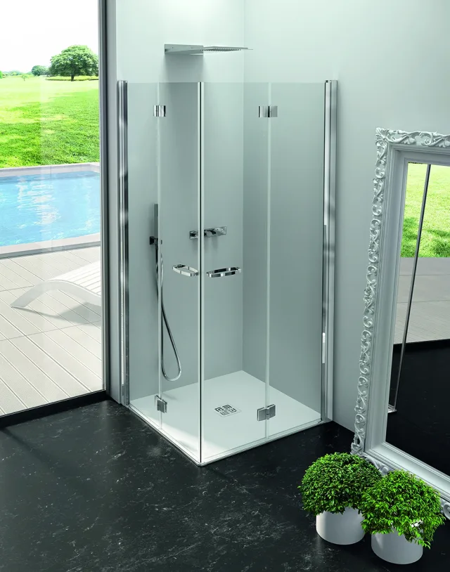 Shower enclosure VOLTA corner two folding doors — SOPAL