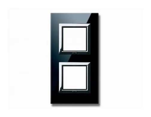 Plate VERA 44 square in glass absolute black 2+2 modules — SOMEF 44PV24NAL