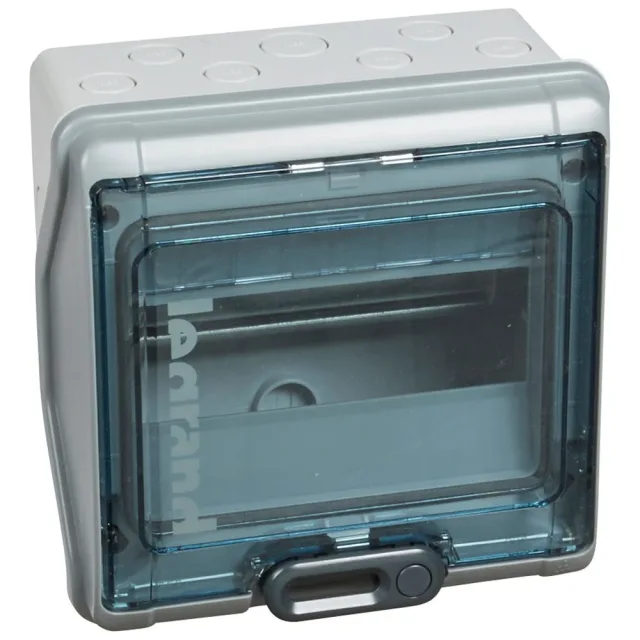 Legrand Plexo³ enclosure — H 200mm x W 200mm x D 115.6mm, 1 row, 8 modules, IP65 — 001908