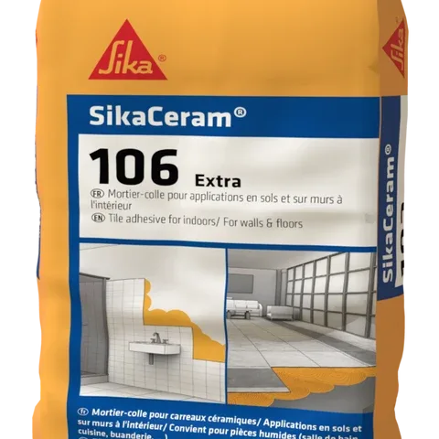 SikaCeram®-106 Extra — Mortier-colle C1TE pour pièces humides intérieures