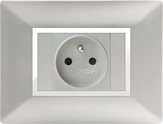 STIEL ALPHA Élégance for socket rectangular silver cover plate with chrome trim