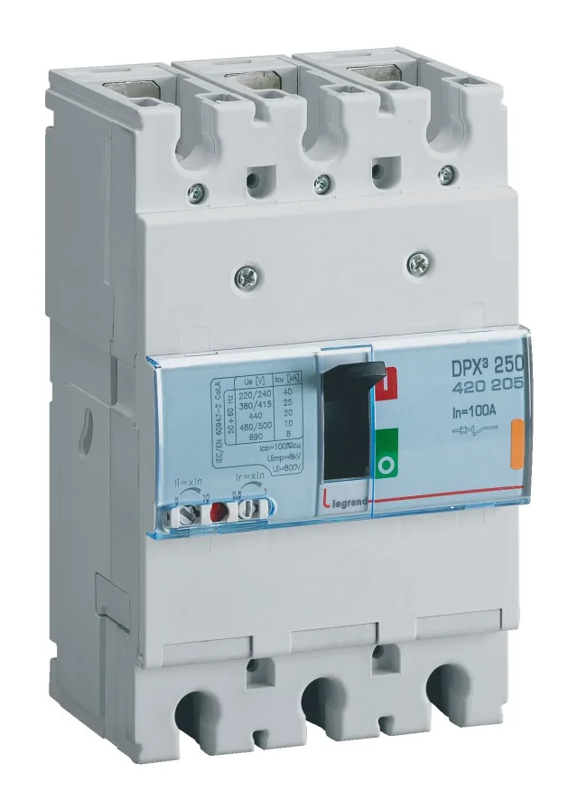 Legrand DPX³ 250 thermal-magnetic moulded-case circuit breaker — 250A, 3 poles, 36kA Icu at 400V, IP30 — 420239