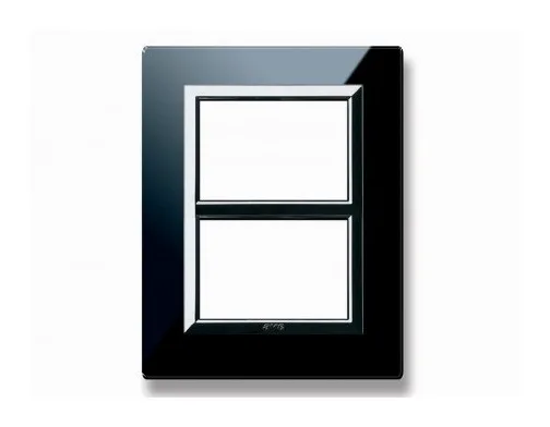 Plaque VERA 44 rectangulaire en verre noir absolu 3+3 modules — SOMEF 44PV33NAL