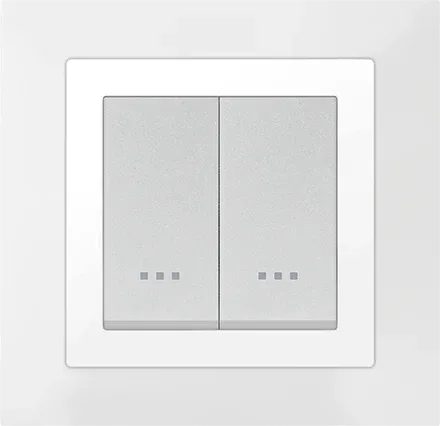Plaque carrée 2 modules blanc neige à enjoliveur chromé STIEL ALPHA Quadro