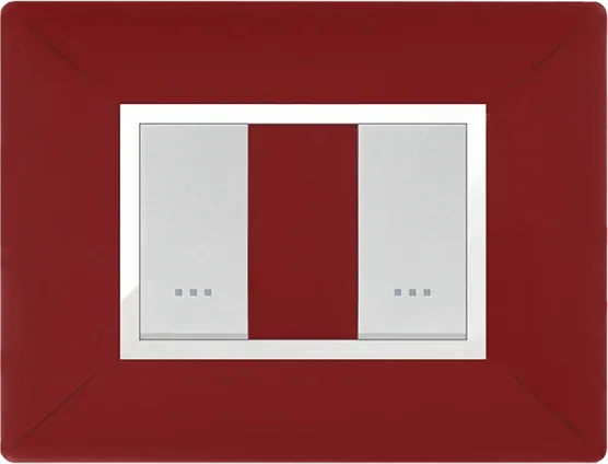 STIEL ALPHA Élégance 2-module rectangular burgundy cover plate with chrome trim