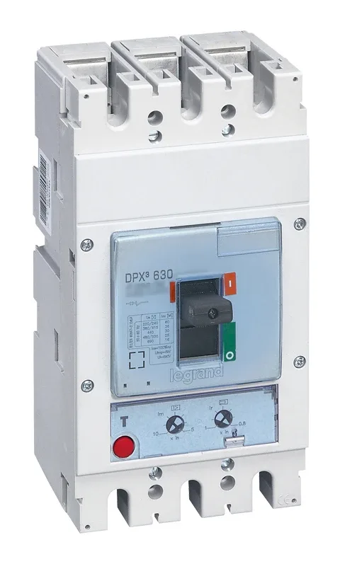 Legrand DPX³ 630 thermal-magnetic moulded-case circuit breaker — 630A, 3 poles, 36kA Icu at 400V, IP30 — 422004