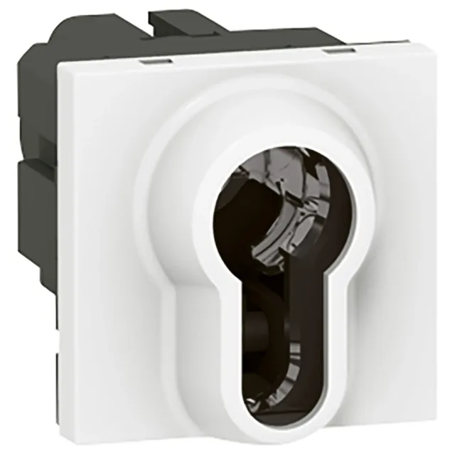 Poussoir à clé Mosaic 2 modules avec 3 positions par inverseur avec position arrêt 6A 250V~ – blanc — Legrand
