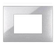 Plaque YOUNG 44 rectangulaire gris métallisé 3 modules — SOMEF 44PJ03GM
