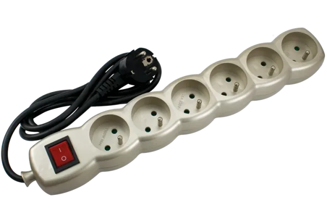 STIEL power strip champagne with switch – 6 sockets