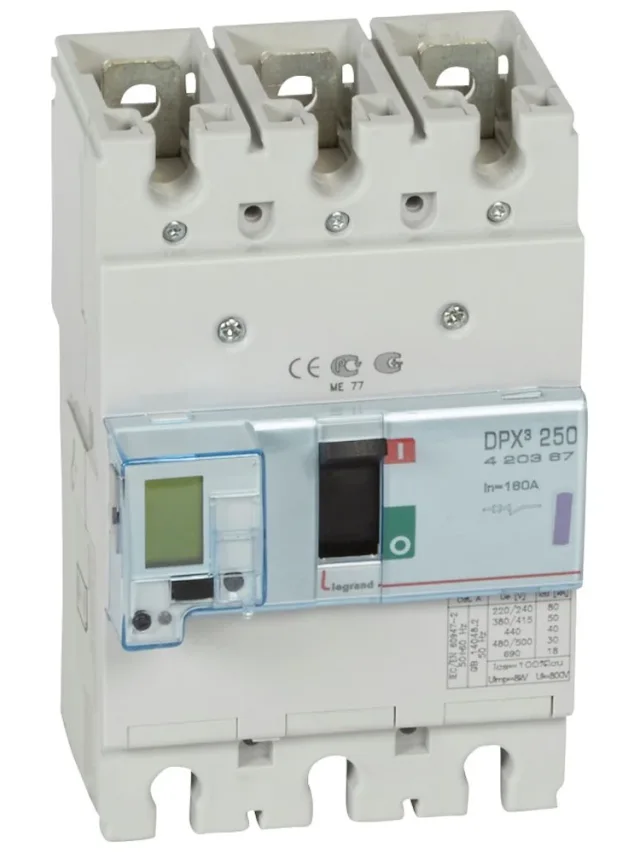 Legrand DPX³ 250 electronic moulded-case circuit breaker — 160A, 3 poles, 50kA Icu at 400V, IP30 — 420367
