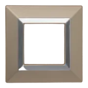 Plate CUBICA 44 square champagne with frame chrome 2 modules — SOMEF 44PZ22CHC