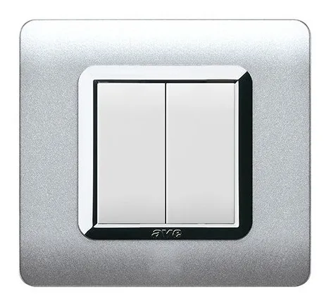Plate technopolymer 44 square ALLUMIA with frame chrome 2 modules — SOMEF 44P32ALS
