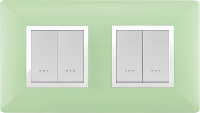 STIEL ALPHA Élégance 4-module square anise green cover plate with chrome trim
