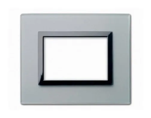 Plate VERA 44 rectangular in glass opaque grey 3 modules — SOMEF 44PV3GO