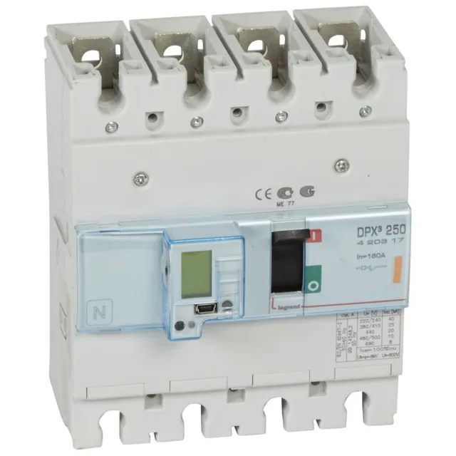 Disjoncteur électronique DPX³250 pouvoir de coupure 25kA 400V~ – 4P – 160A — Legrand — 420317