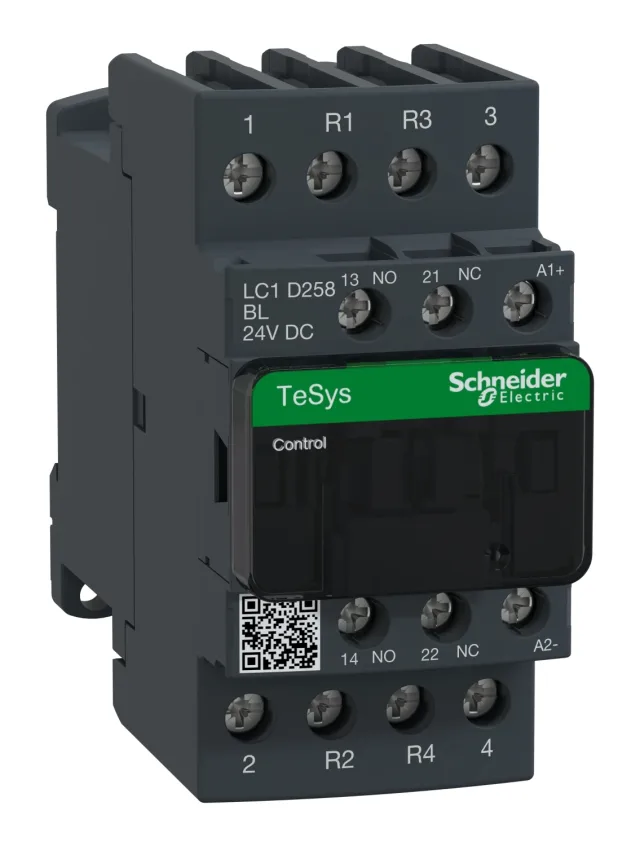 TeSys Deca LC1D258BL contactor — 4P, 40 A AC-1, 24 V Low consumption DC control