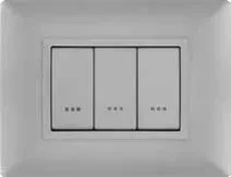 STIEL ALPHA Élégance 3-module rectangular matt grey cover plate with plain trim