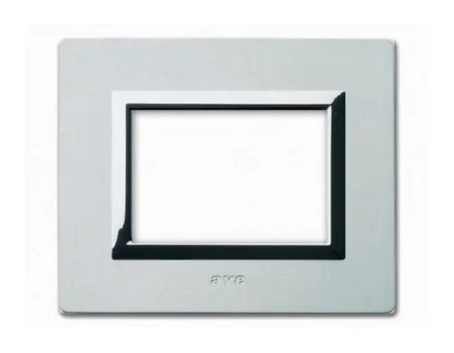 Plate VERA 44 rectangular aluminium natural brushed 3 modules — SOMEF 44PA3ALS