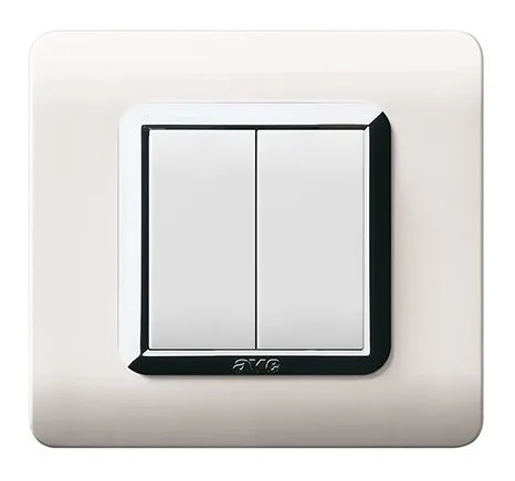 Plaque technopolymere 44 carrée blanc avec cadre chromé 2 modules — SOMEF 44P32BLC