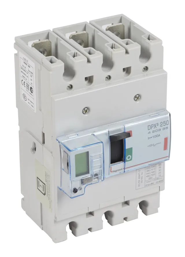 Disjoncteur électronique DPX³250 pouvoir de coupure 36kA 400V~ – 3P – 100A — Legrand — 420335